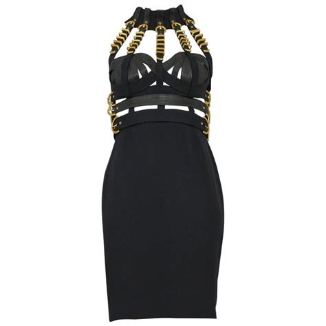 versace inspired black dress|versace black dress with chains.